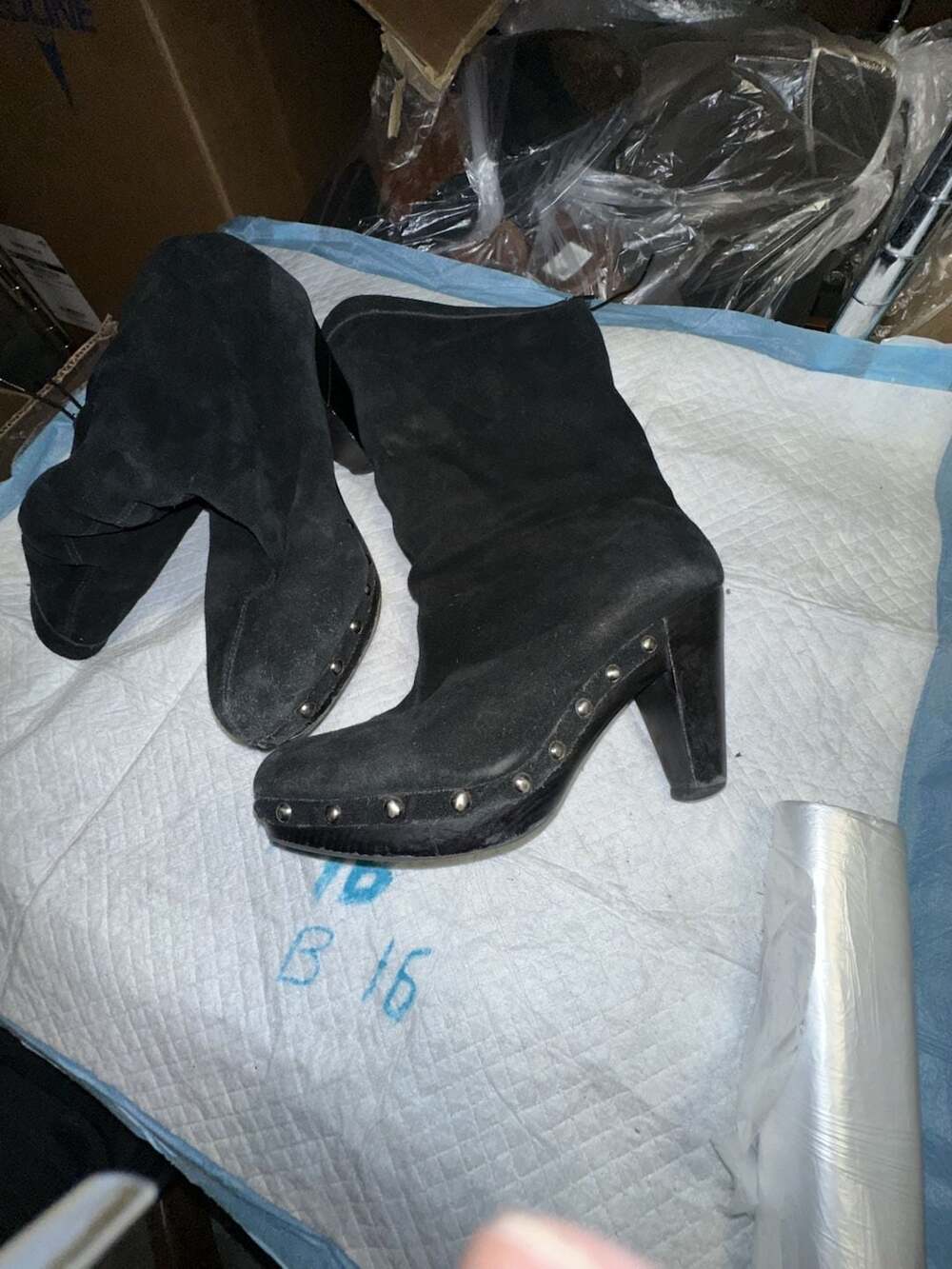 Michael Kors Black Suede Studded Clog Boots Size 7.5M - Picture 2 of 14